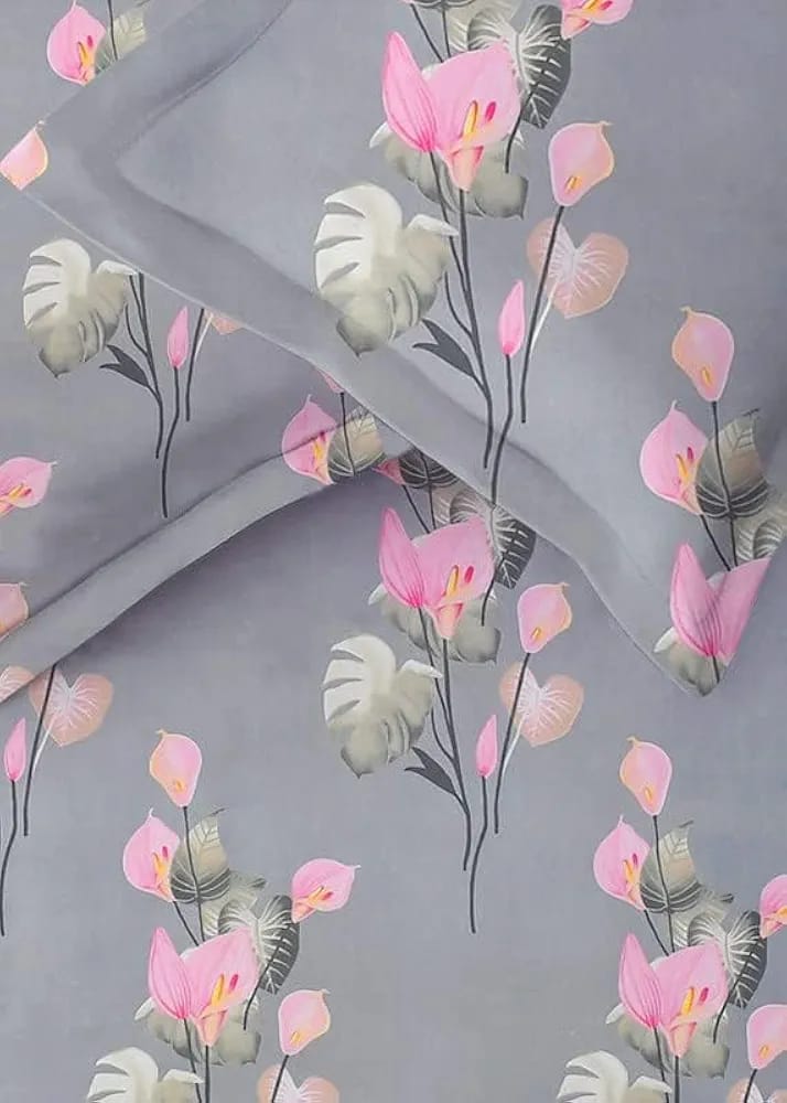 Floral Printed Cotton Bed Sheet with 2 Pillow Covers