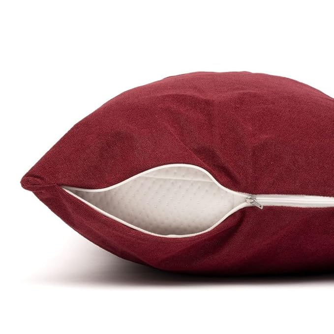 Solid Cotton Pillow Cover with Zipper Closure