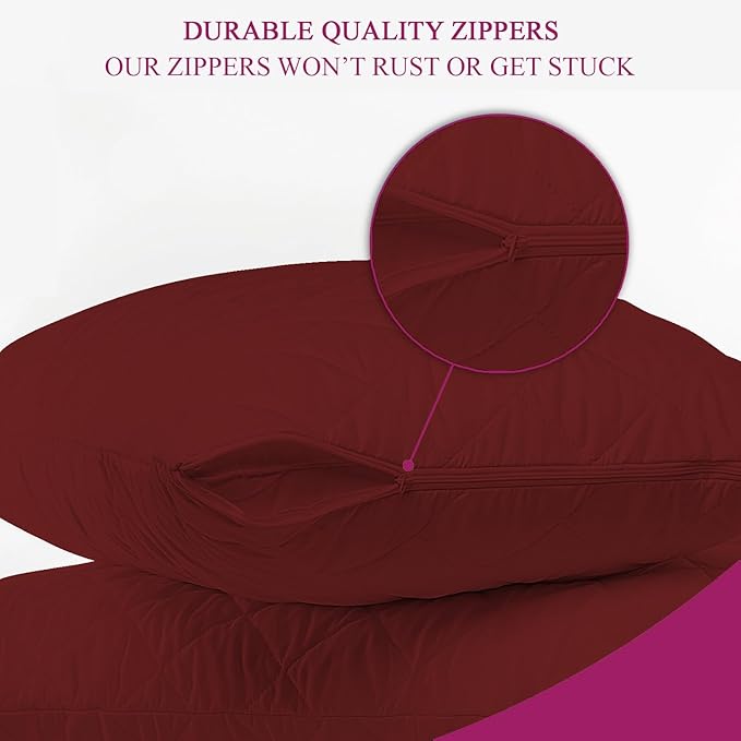 Solid Cotton Pillow Cover with Zipper Closure