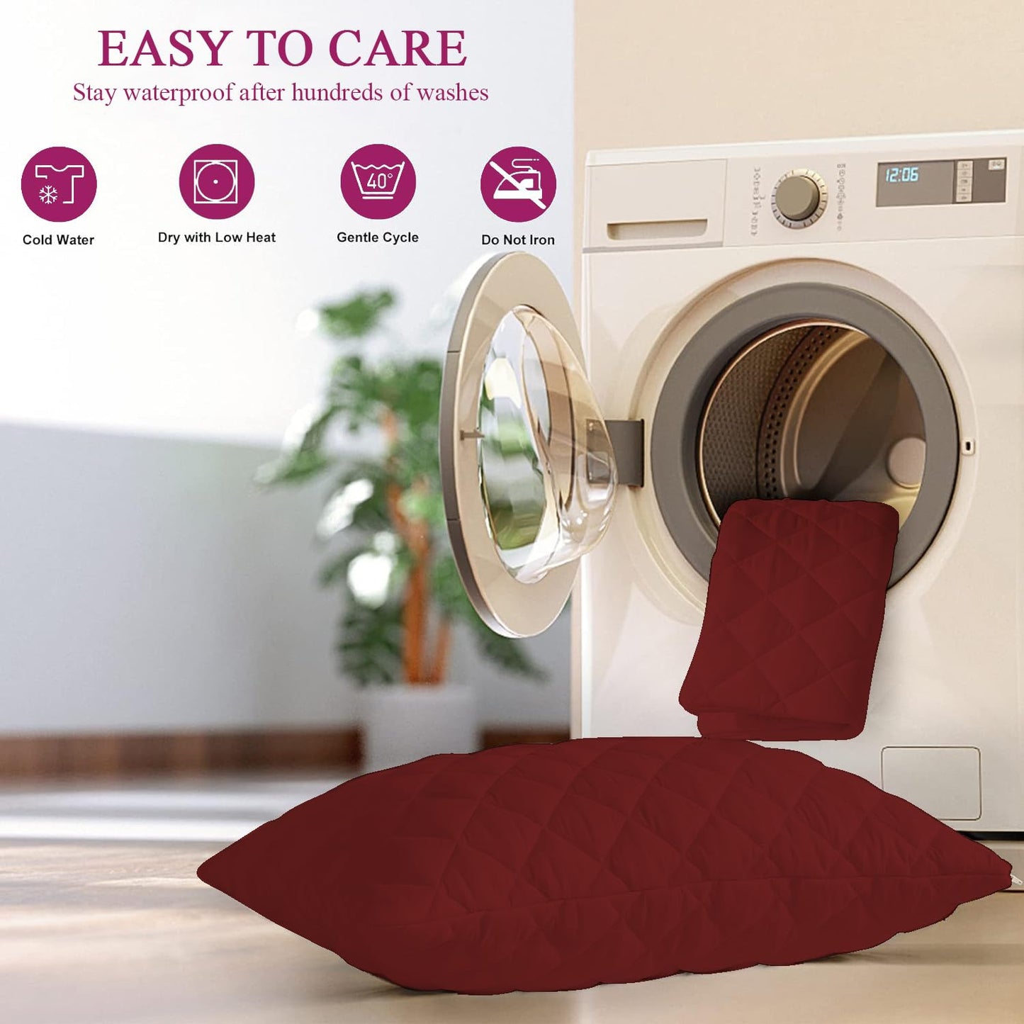 Solid Cotton Pillow Cover with Zipper Closure