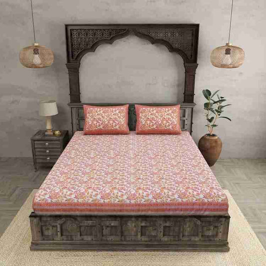 Cotton Printed  Bed Sheet with 2 Pillow Covers