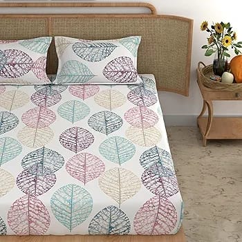 Floral Printed Cotton Bed Sheet with 2 Pillow Covers