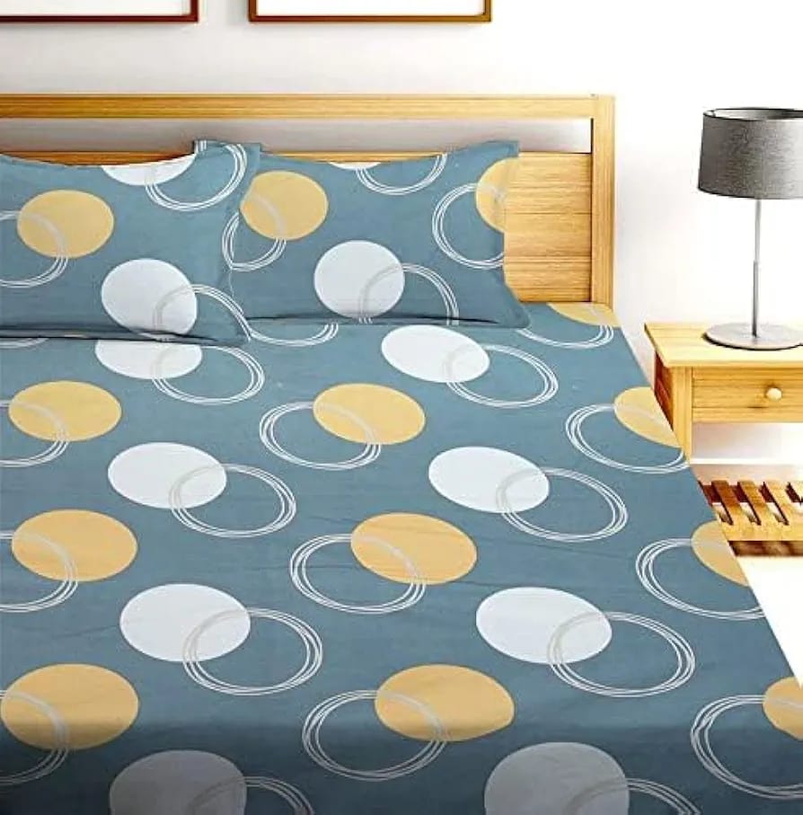 Floral Printed Cotton Bed Sheet with 2 Pillow Covers