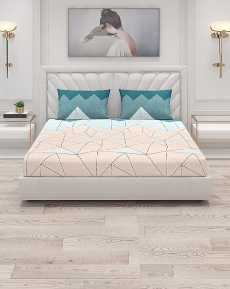 Floral Printed Cotton Bed Sheet with 2 Pillow Covers