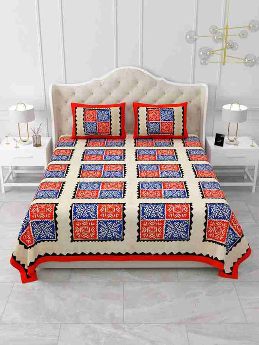 Cotton Printed  Bed Sheet with 2 Pillow Covers