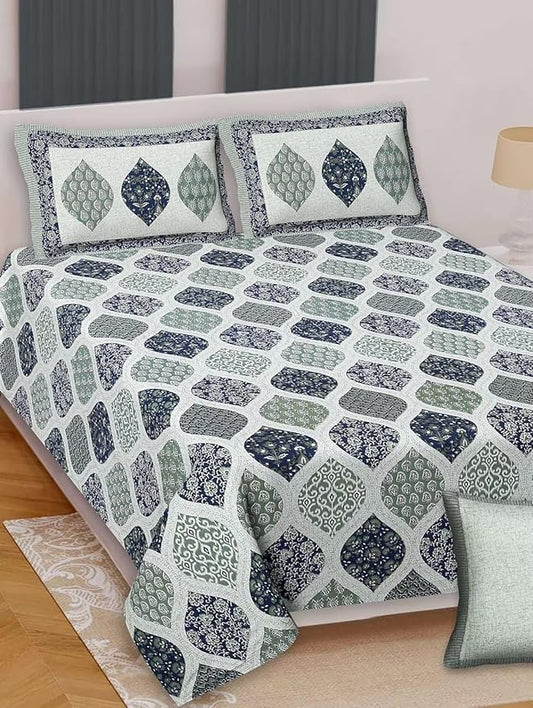 Cotton Printed  Bed Sheet with 2 Pillow Covers