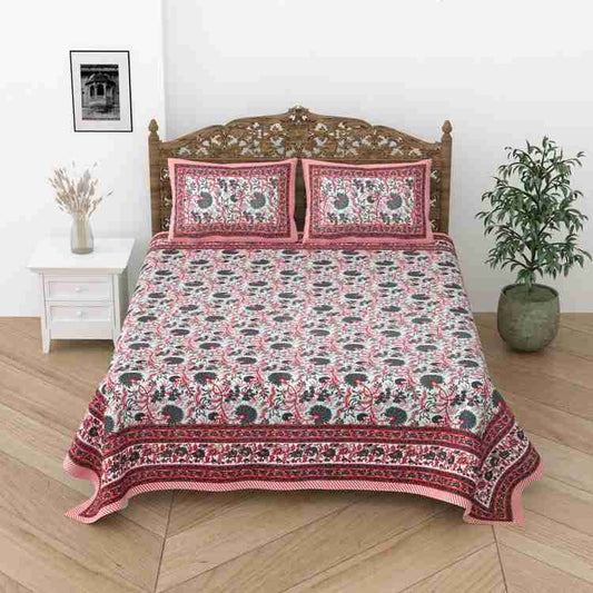 Cotton Printed  Bed Sheet with 2 Pillow Covers