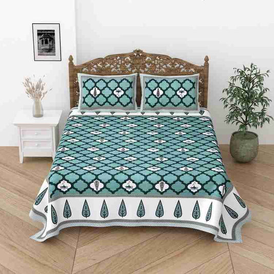 Cotton Printed  Bed Sheet with 2 Pillow Covers