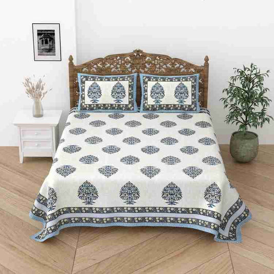 Cotton Printed  Bed Sheet with 2 Pillow Covers
