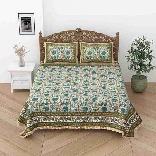 Cotton Printed  Bed Sheet with 2 Pillow Covers