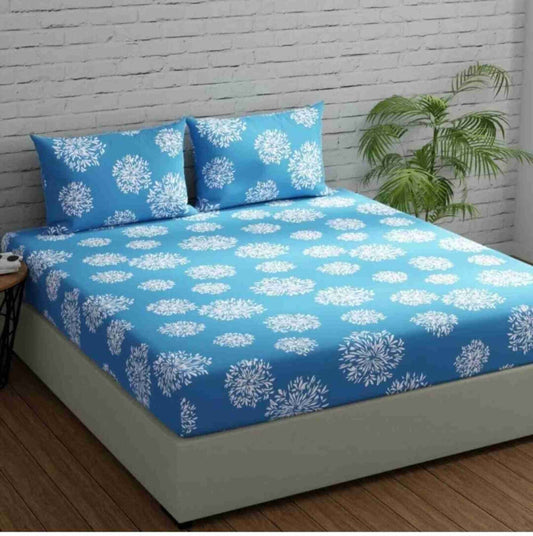 Floral Printed Cotton Bed Sheet with 2 Pillow Covers