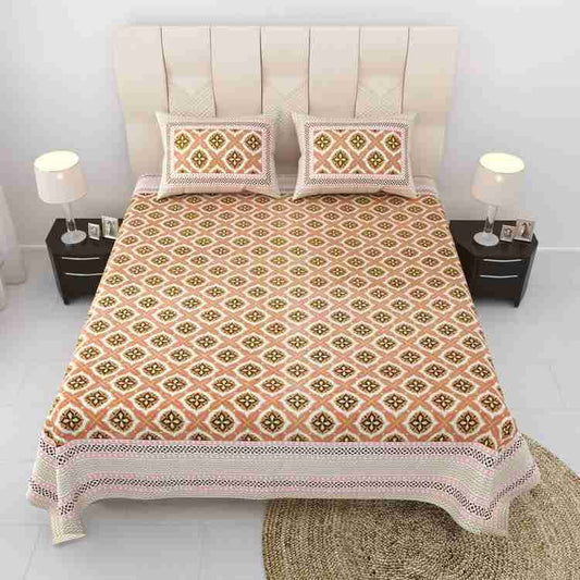 Cotton Printed  Bed Sheet with 2 Pillow Covers