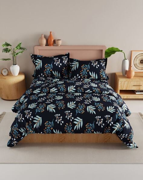 Solid Striped Cotton Bed Sheet with 2 Pillow Covers