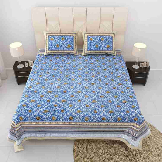 Cotton Printed  Bed Sheet with 2 Pillow Covers