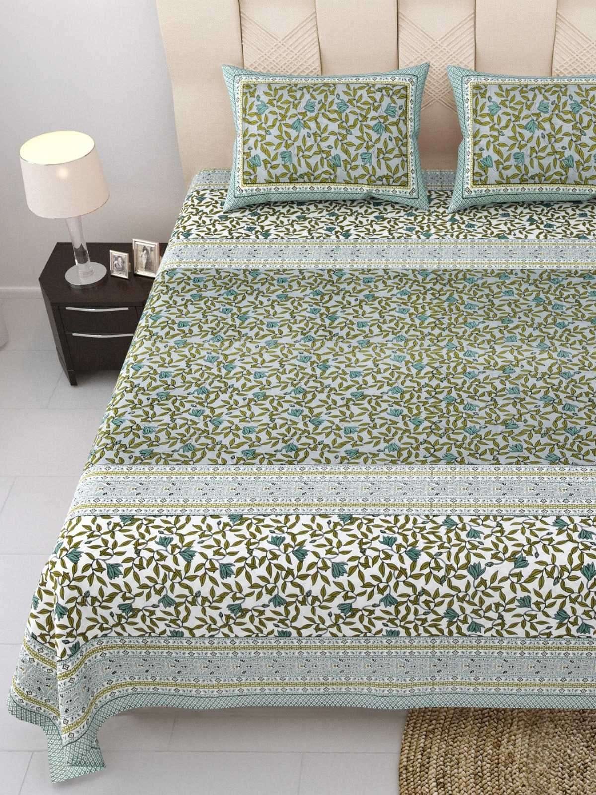 Cotton Printed  Bed Sheet with 2 Pillow Covers