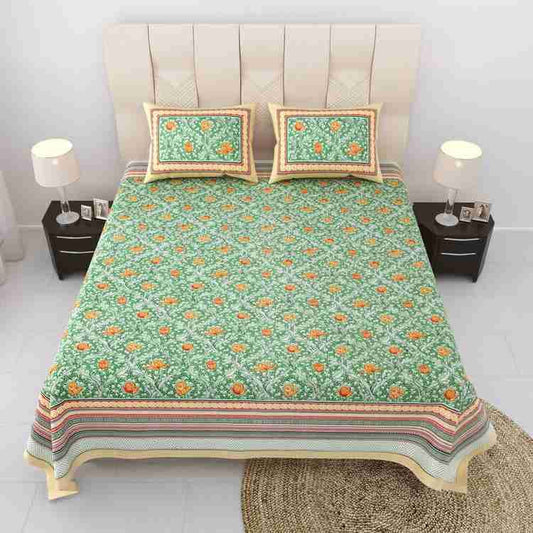 Cotton Printed  Bed Sheet with 2 Pillow Covers