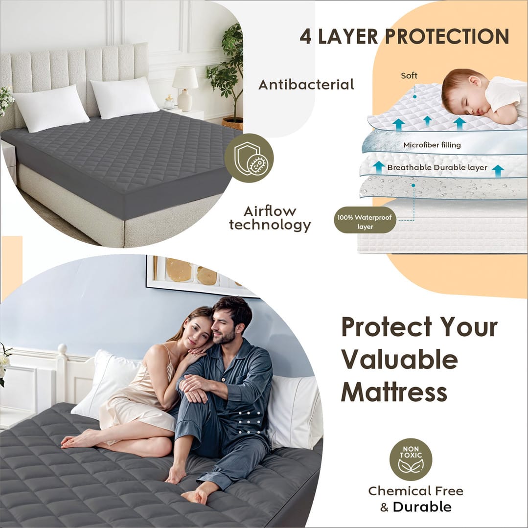Quilted Fitted microfiber Waterproof Mattress Protector