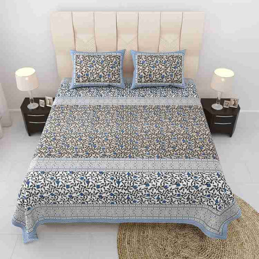 Cotton Printed  Bed Sheet with 2 Pillow Covers