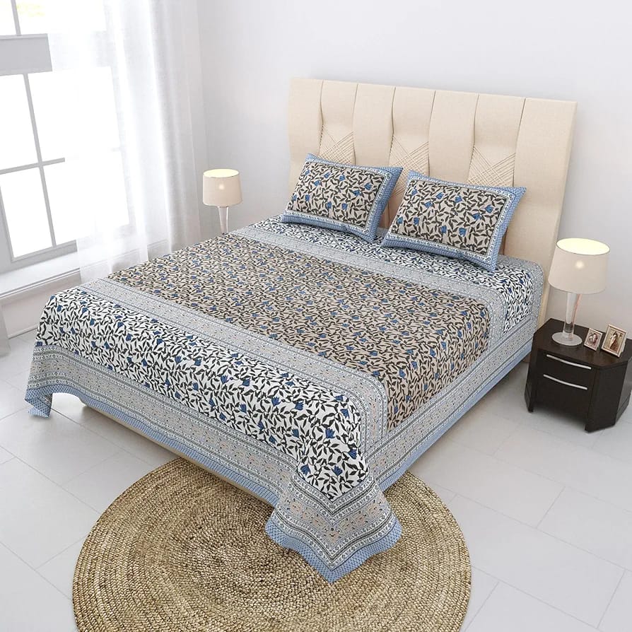 Cotton Printed  Bed Sheet with 2 Pillow Covers
