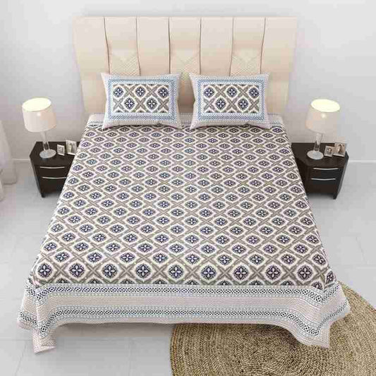 Cotton Printed  Bed Sheet with 2 Pillow Covers