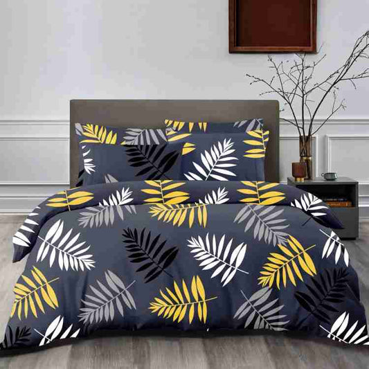 Solid Striped Cotton Bed Sheet with 2 Pillow Covers