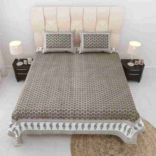 Cotton Printed  Bed Sheet with 2 Pillow Covers