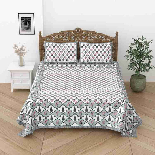 Cotton Printed  Bed Sheet with 2 Pillow Covers