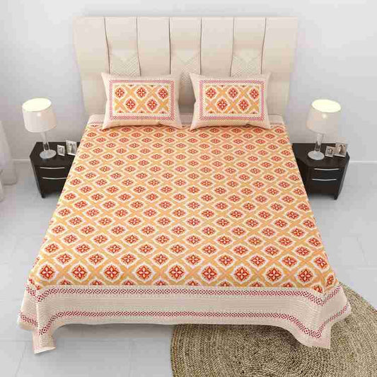 Cotton Printed  Bed Sheet with 2 Pillow Covers