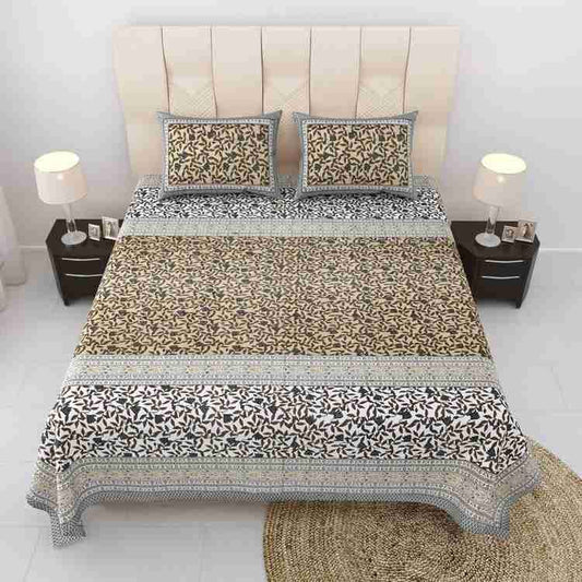 Cotton Printed  Bed Sheet with 2 Pillow Covers