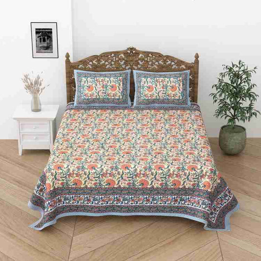 Cotton Printed  Bed Sheet with 2 Pillow Covers