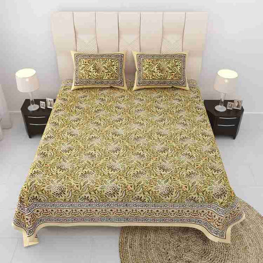 Cotton Printed  Bed Sheet with 2 Pillow Covers