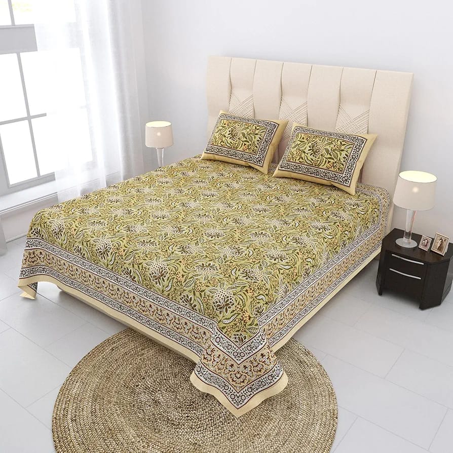 Cotton Printed  Bed Sheet with 2 Pillow Covers