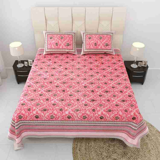 Cotton Printed  Bed Sheet with 2 Pillow Covers