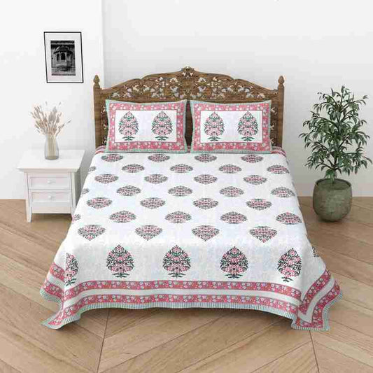Cotton Printed  Bed Sheet with 2 Pillow Covers