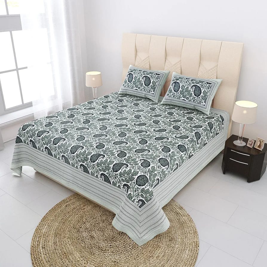 Cotton Printed  Bed Sheet with 2 Pillow Covers