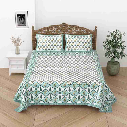 Cotton Printed  Bed Sheet with 2 Pillow Covers