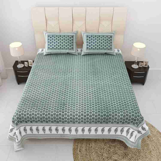 Cotton Printed  Bed Sheet with 2 Pillow Covers