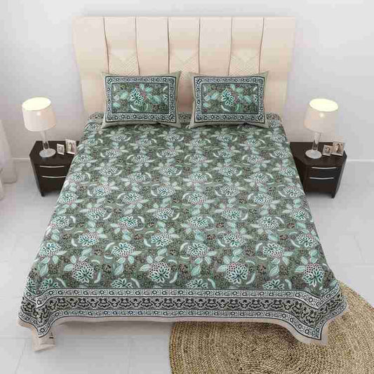 Cotton Printed  Bed Sheet with 2 Pillow Covers