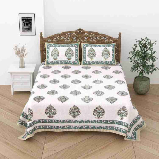 Cotton Printed  Bed Sheet with 2 Pillow Covers