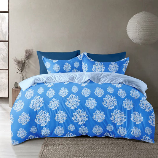 Solid Striped Cotton Bed Sheet with 2 Pillow Covers