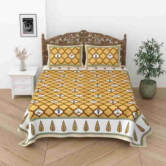 Cotton Printed  Bed Sheet with 2 Pillow Covers