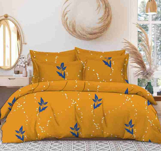 Solid Striped Cotton Bed Sheet with 2 Pillow Covers
