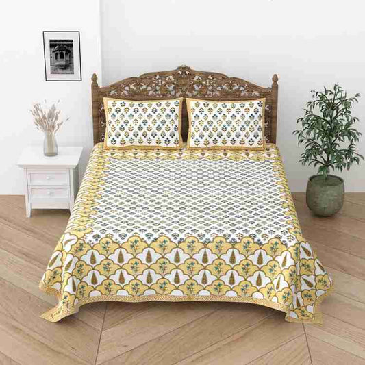 Cotton Printed  Bed Sheet with 2 Pillow Covers